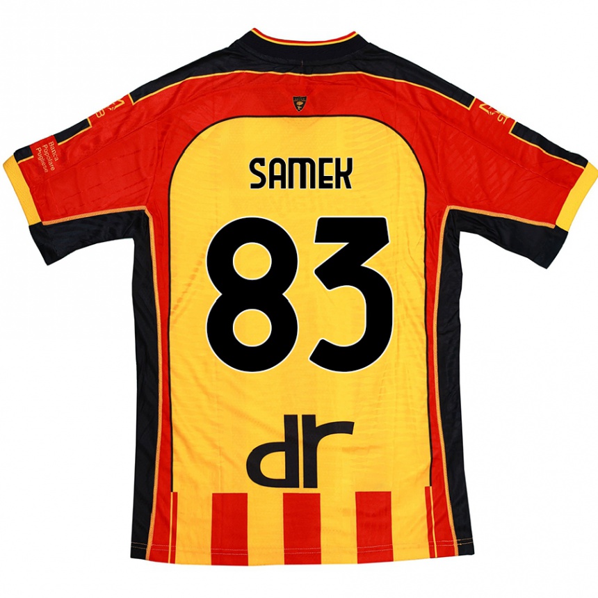 Niño Fútbol Camiseta Daniel Samek #83 Amarillo Rojo 1ª Equipación 2024/25