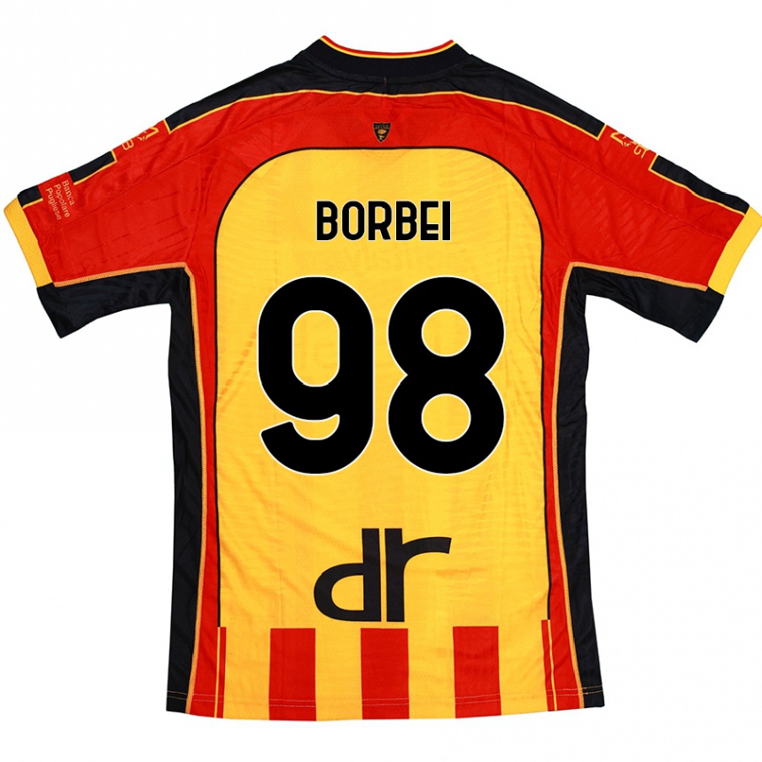 Niño Fútbol Camiseta Alexandru Borbei #98 Amarillo Rojo 1ª Equipación 2024/25