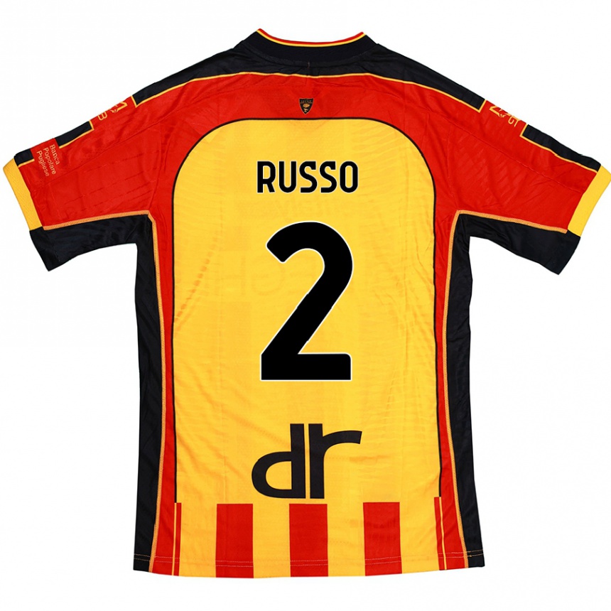 Niño Fútbol Camiseta Luca Russo #2 Amarillo Rojo 1ª Equipación 2024/25