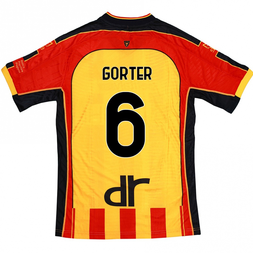 Niño Fútbol Camiseta Olaf Gorter #6 Amarillo Rojo 1ª Equipación 2024/25