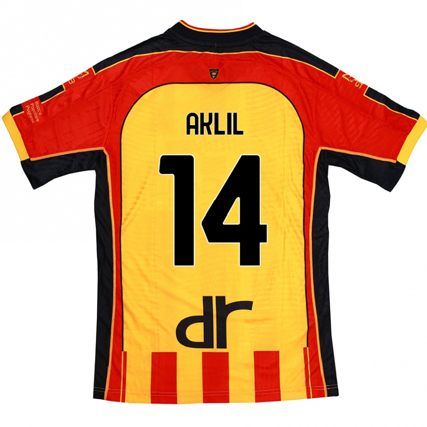 Niño Fútbol Camiseta Lino Aklil #14 Amarillo Rojo 1ª Equipación 2024/25