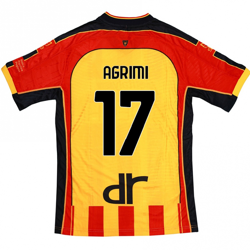 Niño Fútbol Camiseta Matteo Agrimi #17 Amarillo Rojo 1ª Equipación 2024/25