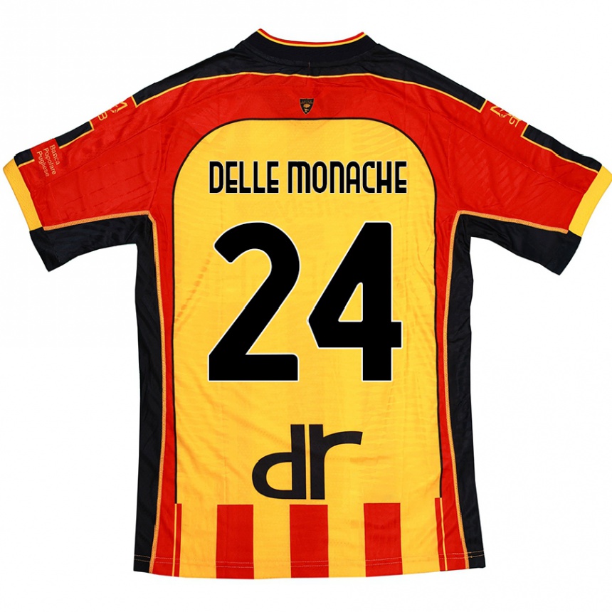 Niño Fútbol Camiseta Marco Delle Monache #24 Amarillo Rojo 1ª Equipación 2024/25