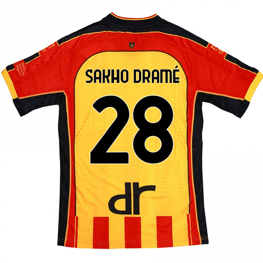 Niño Fútbol Camiseta Samba Sakho Dramé #28 Amarillo Rojo 1ª Equipación 2024/25