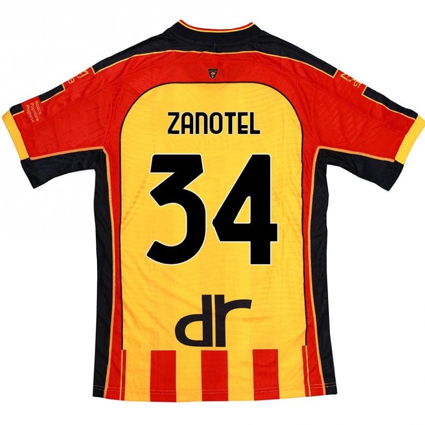 Niño Fútbol Camiseta Giovanni Zanotel #34 Amarillo Rojo 1ª Equipación 2024/25