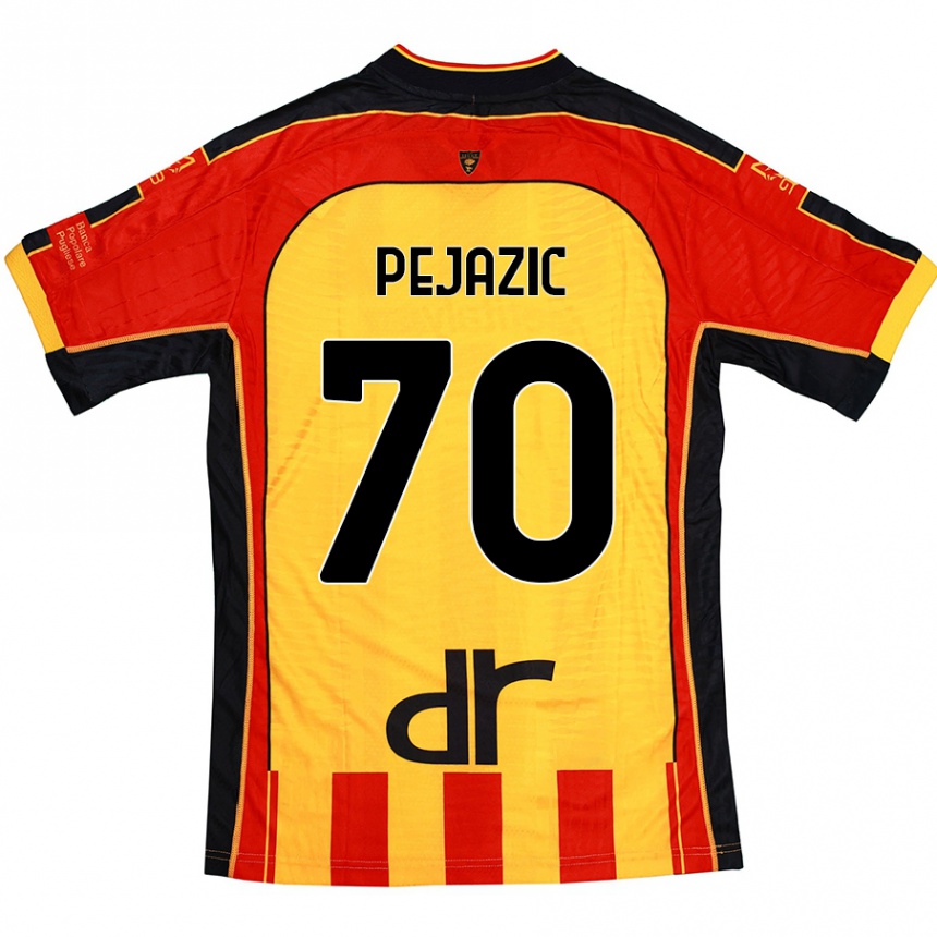 Niño Fútbol Camiseta Mario Pejazic #70 Amarillo Rojo 1ª Equipación 2024/25