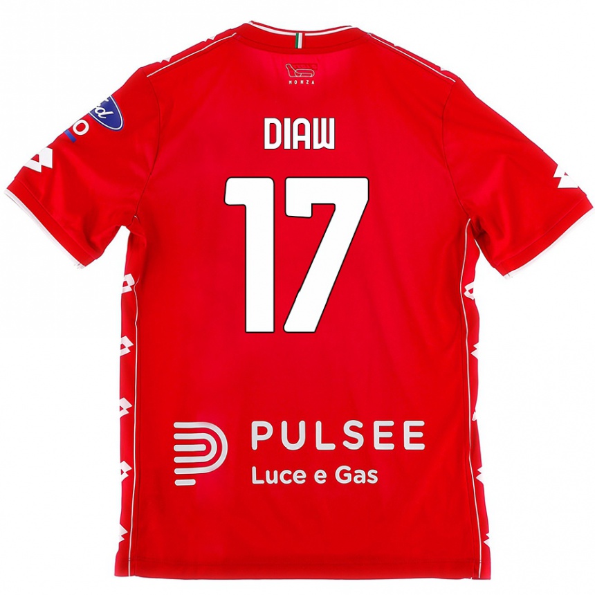 Niño Fútbol Camiseta Davide Diaw #17 Rojo Blanco 1ª Equipación 2024/25