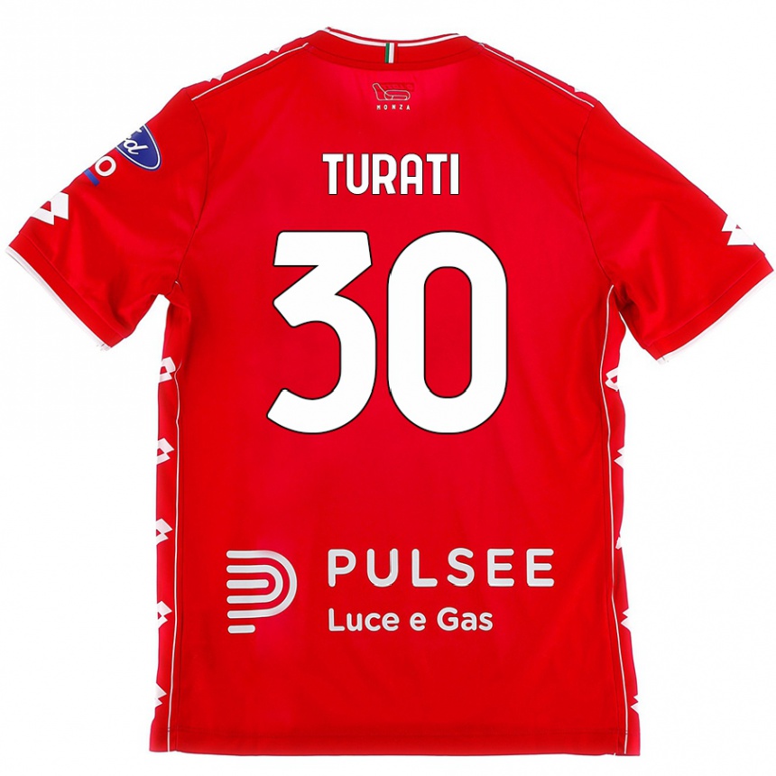 Niño Fútbol Camiseta Stefano Turati #30 Rojo Blanco 1ª Equipación 2024/25