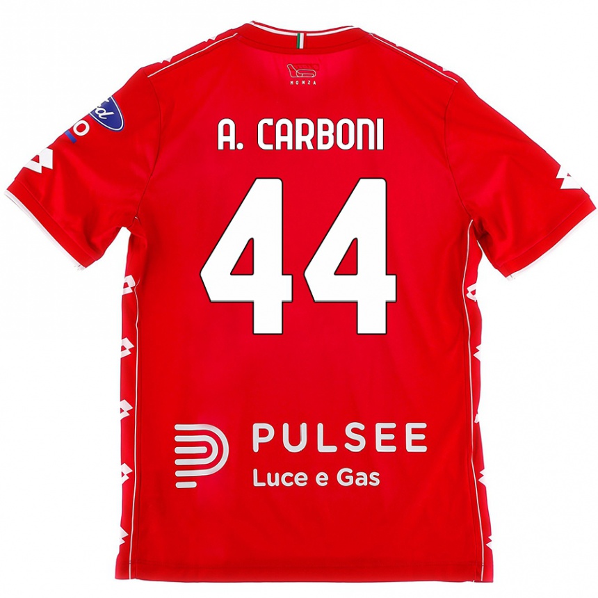 Niño Fútbol Camiseta Andrea Carboni #44 Rojo Blanco 1ª Equipación 2024/25