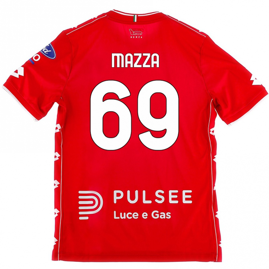 Niño Fútbol Camiseta Andrea Mazza #69 Rojo Blanco 1ª Equipación 2024/25