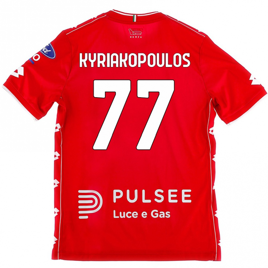 Niño Fútbol Camiseta Georgios Kyriakopoulos #77 Rojo Blanco 1ª Equipación 2024/25