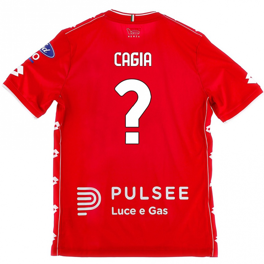 Niño Fútbol Camiseta Gabriele Cagia #0 Rojo Blanco 1ª Equipación 2024/25