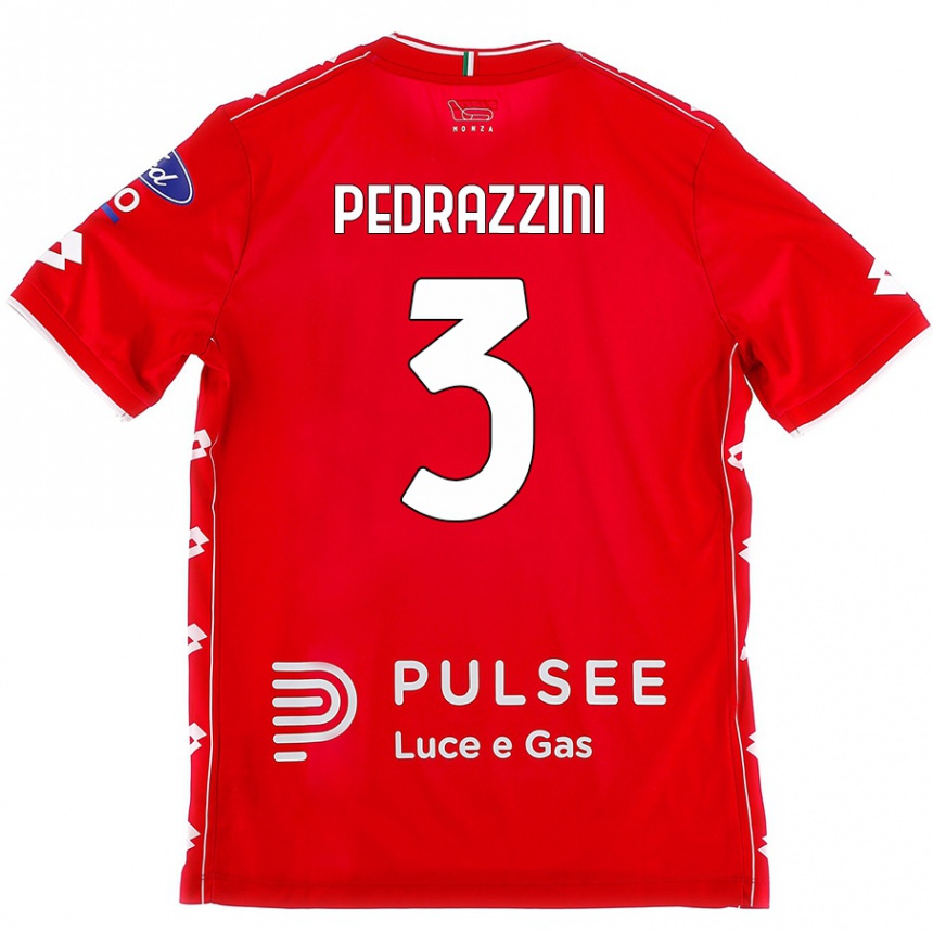 Niño Fútbol Camiseta Carlo Pedrazzini #3 Rojo Blanco 1ª Equipación 2024/25