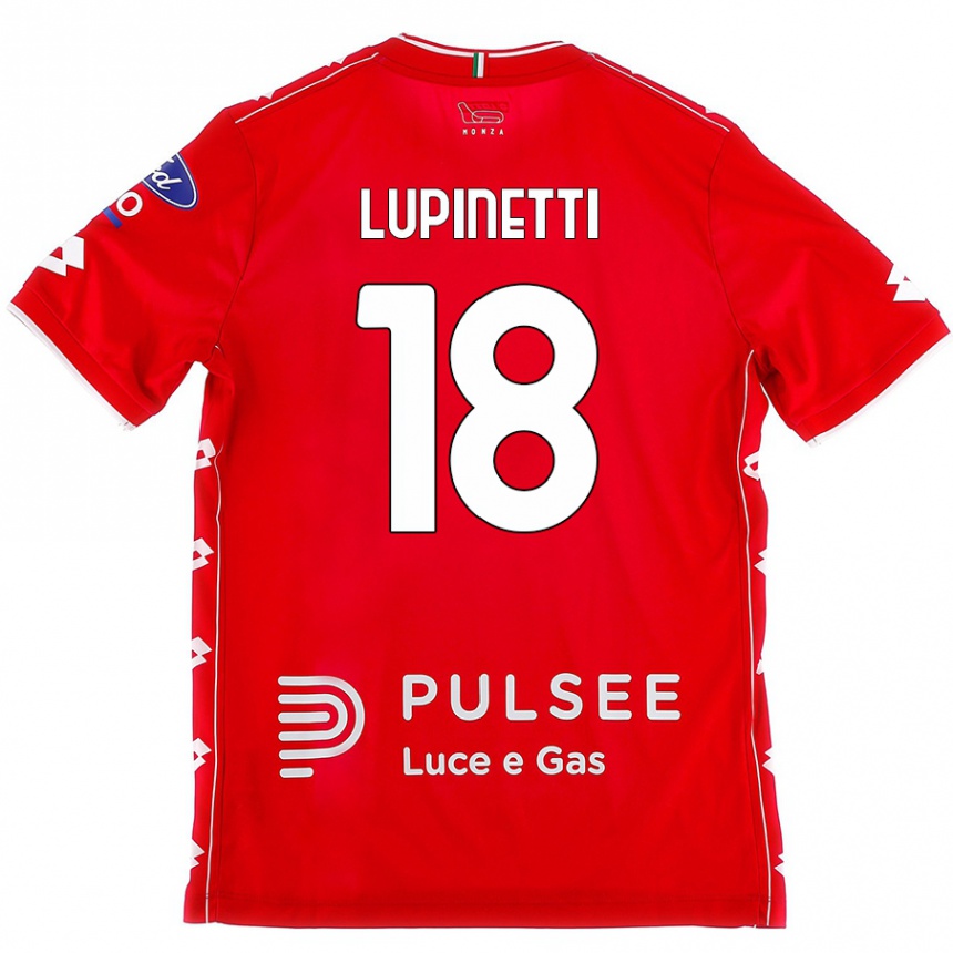 Niño Fútbol Camiseta Tommaso Lupinetti #18 Rojo Blanco 1ª Equipación 2024/25