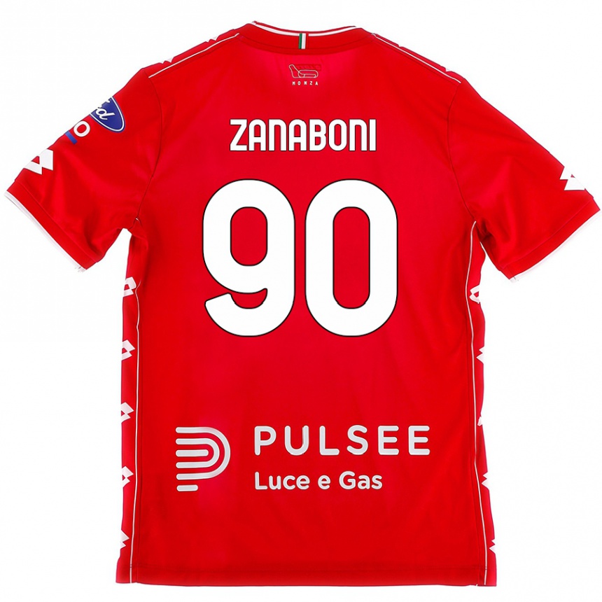 Niño Fútbol Camiseta Emanuele Zanaboni #90 Rojo Blanco 1ª Equipación 2024/25