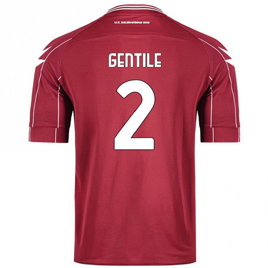 Niño Fútbol Camiseta Davide Gentile #2 Borgoña 1ª Equipación 2024/25