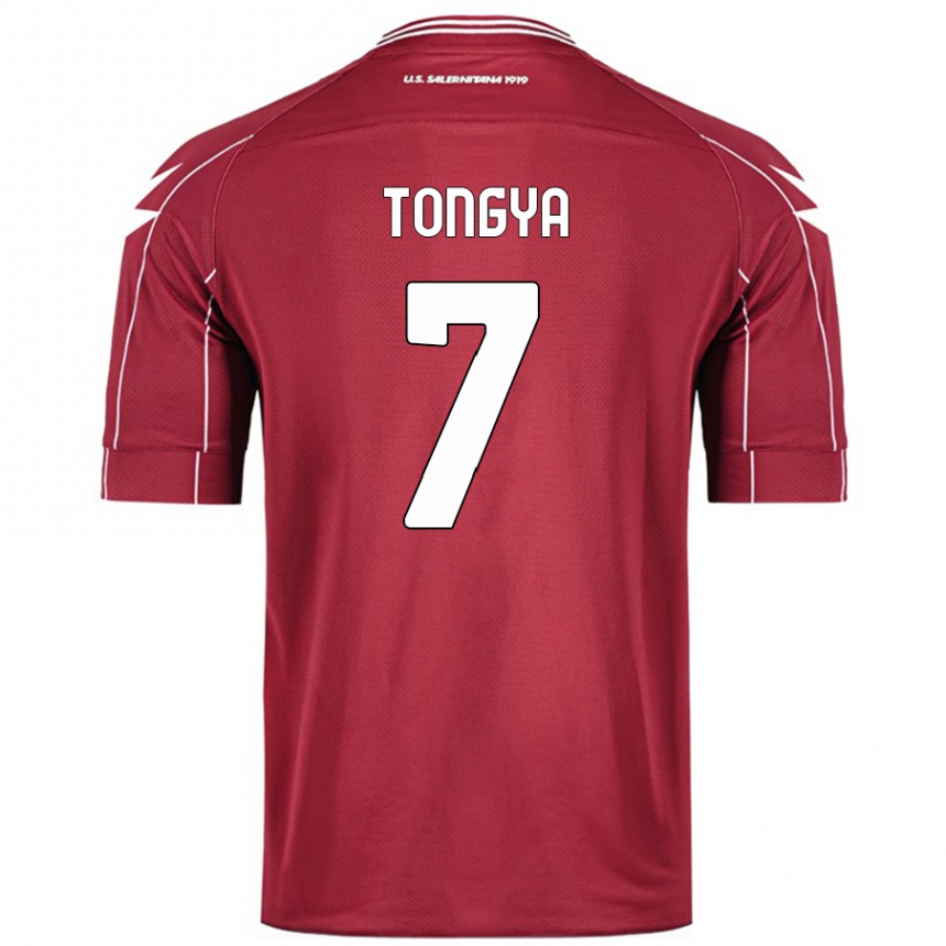 Niño Fútbol Camiseta Franco Tongya #7 Borgoña 1ª Equipación 2024/25