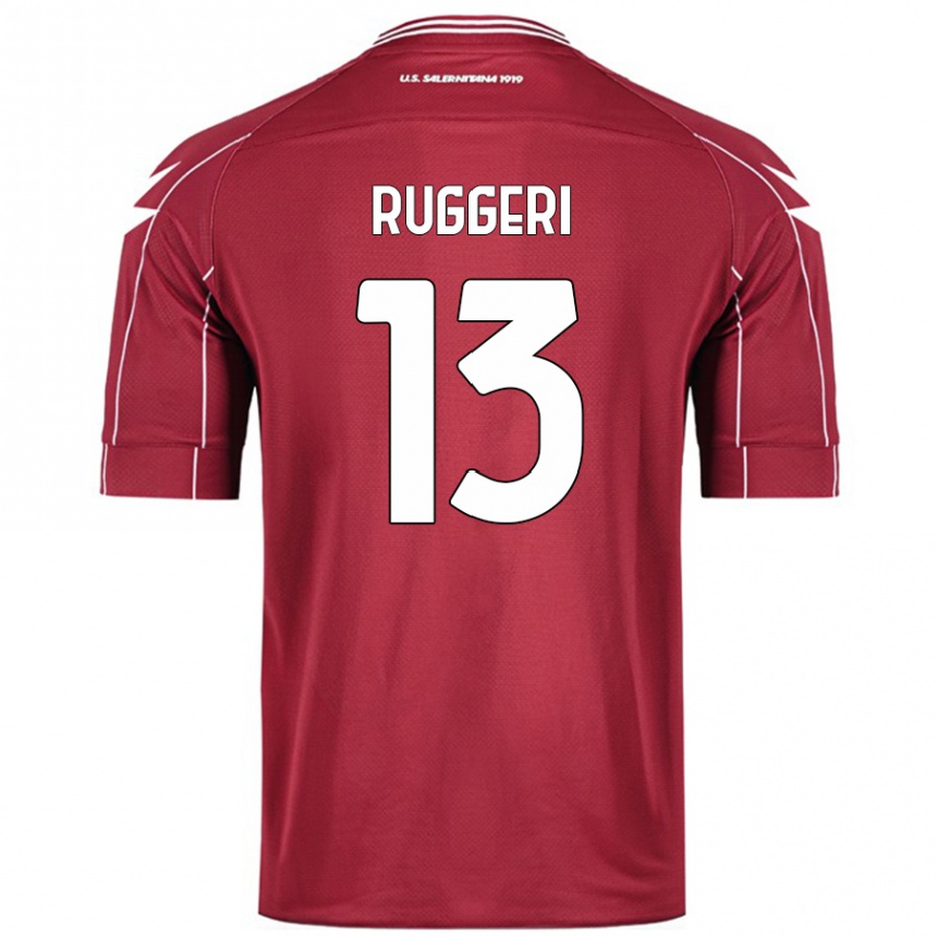 Niño Fútbol Camiseta Fabio Ruggeri #13 Borgoña 1ª Equipación 2024/25