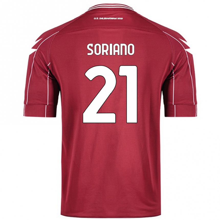 Niño Fútbol Camiseta Roberto Soriano #21 Borgoña 1ª Equipación 2024/25