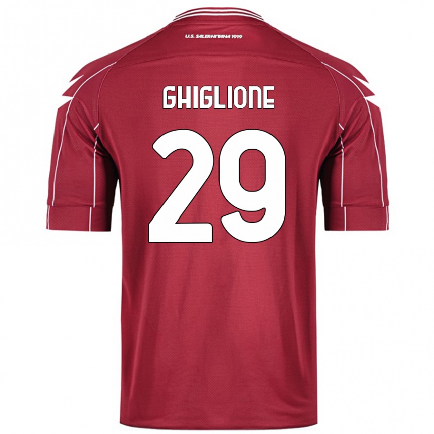 Niño Fútbol Camiseta Paolo Ghiglione #29 Borgoña 1ª Equipación 2024/25