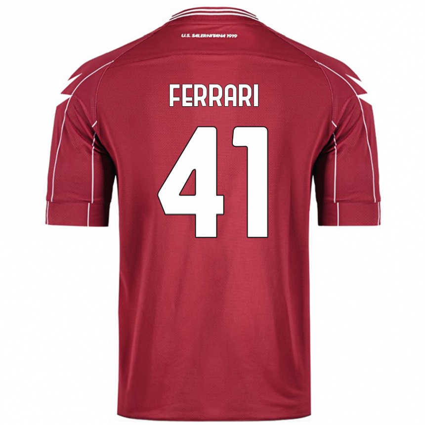 Niño Fútbol Camiseta Tommaso Ferrari #41 Borgoña 1ª Equipación 2024/25