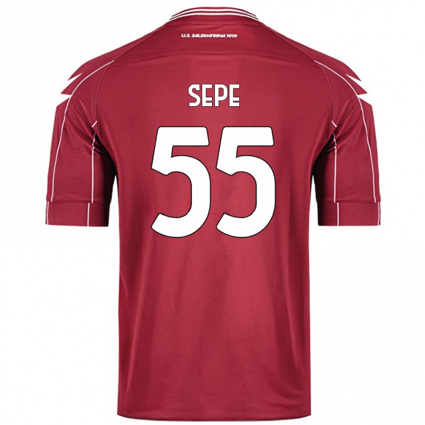 Niño Fútbol Camiseta Luigi Sepe #55 Borgoña 1ª Equipación 2024/25