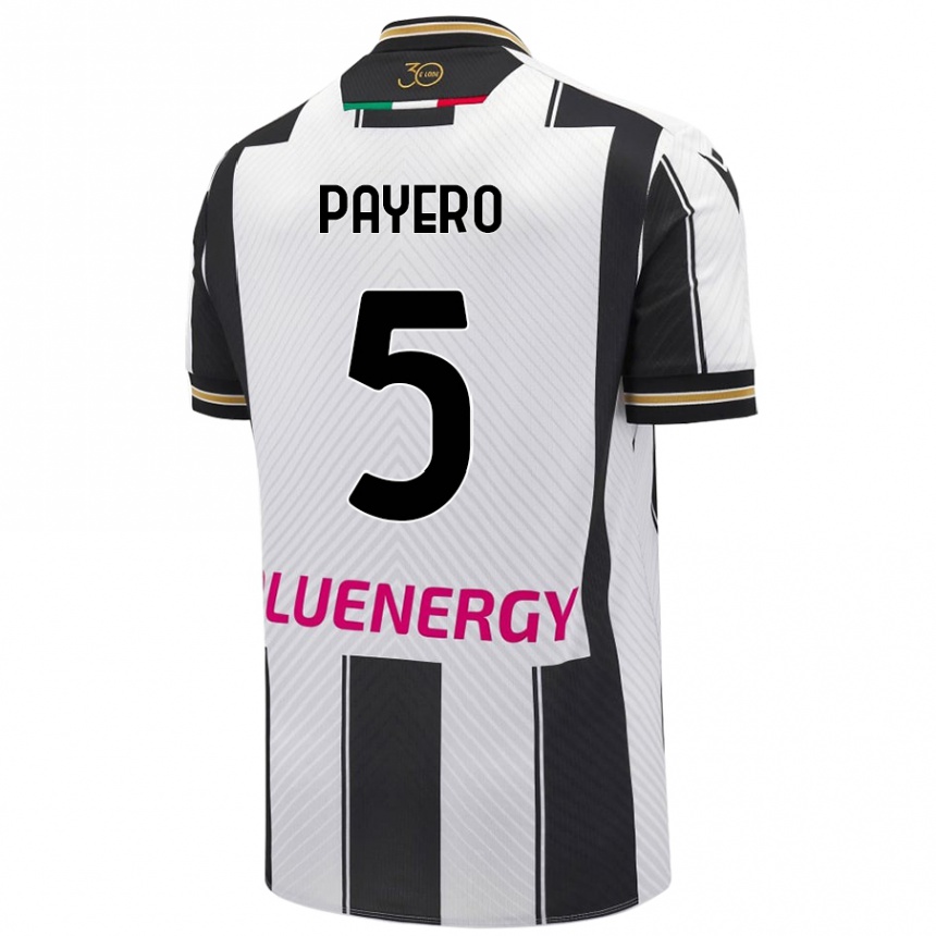 Niño Fútbol Camiseta Martin Payero #5 Blanco Negro 1ª Equipación 2024/25