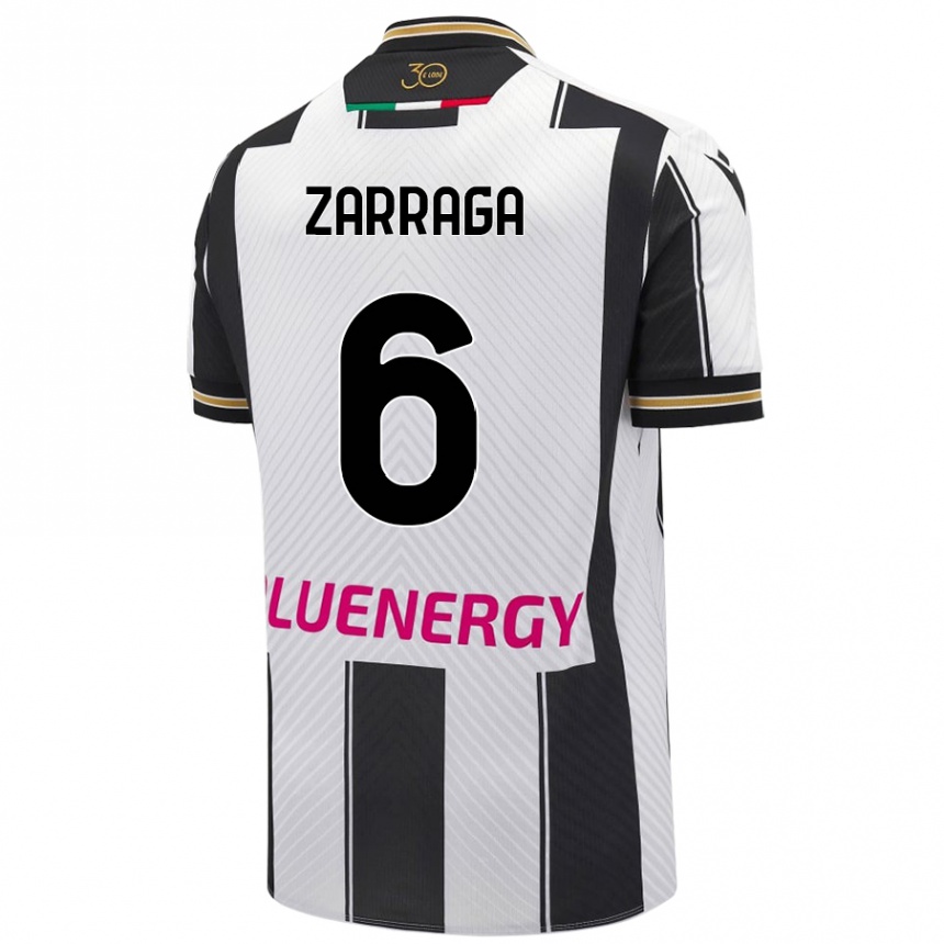 Niño Fútbol Camiseta Oier Zarraga #6 Blanco Negro 1ª Equipación 2024/25