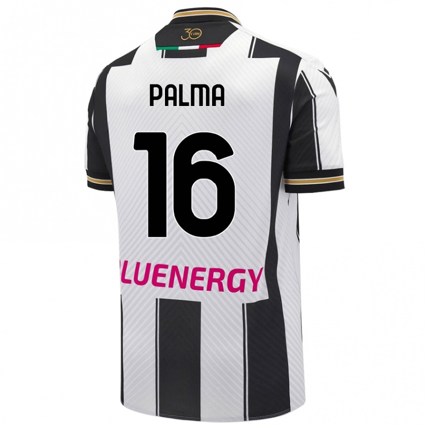 Niño Fútbol Camiseta Matteo Palma #16 Blanco Negro 1ª Equipación 2024/25