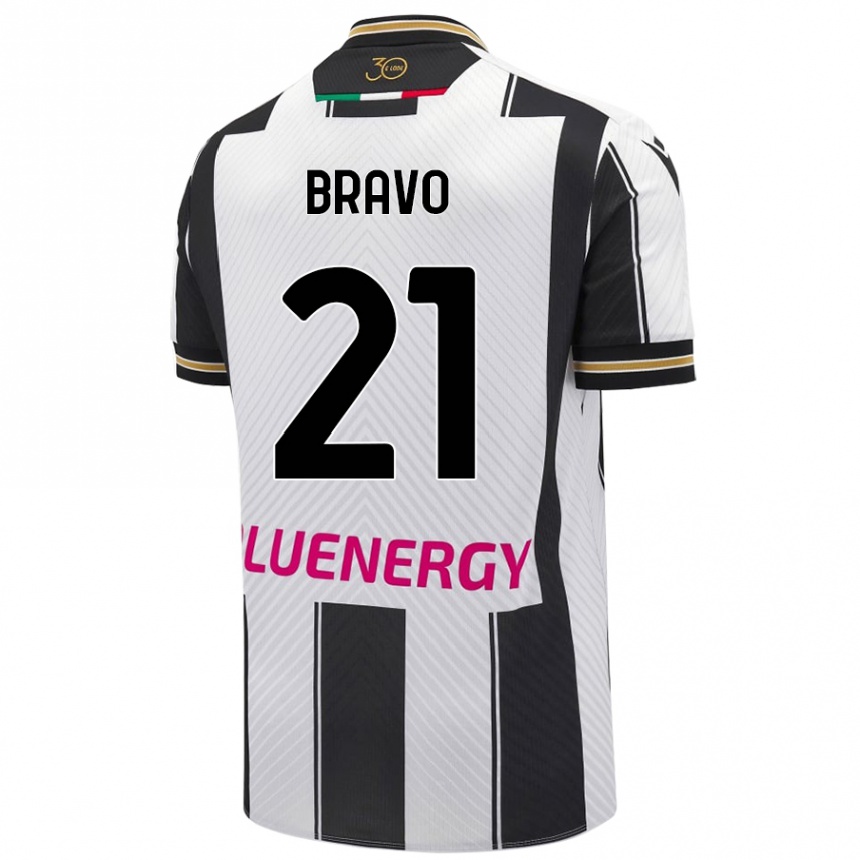 Niño Fútbol Camiseta Iker Bravo #21 Blanco Negro 1ª Equipación 2024/25