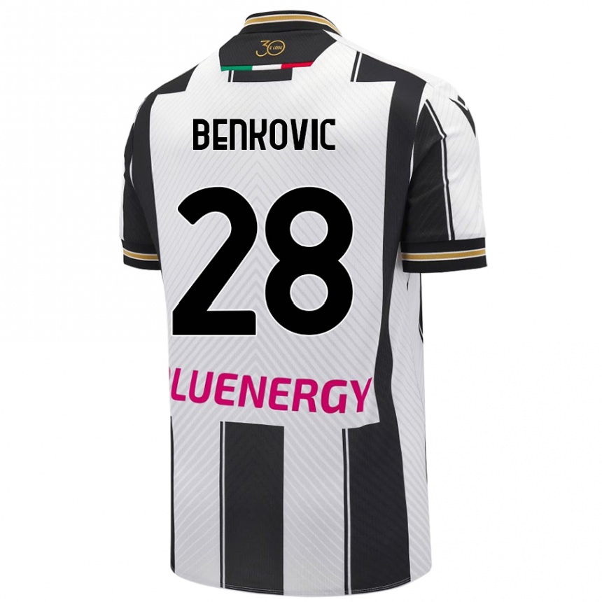 Niño Fútbol Camiseta Filip Benkovic #28 Blanco Negro 1ª Equipación 2024/25