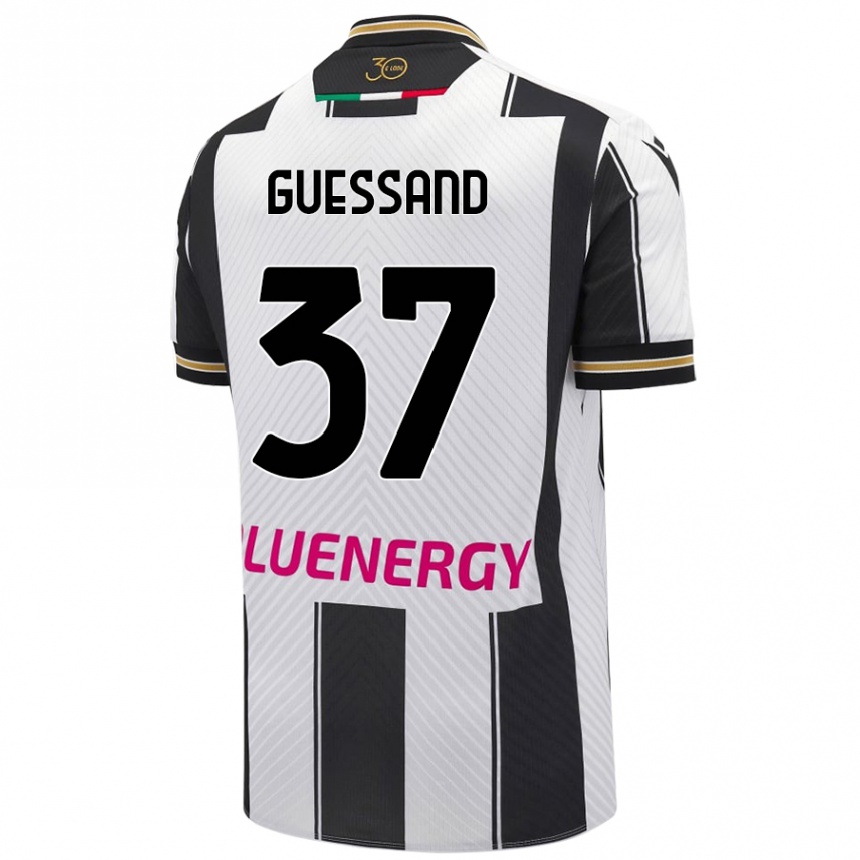 Niño Fútbol Camiseta Axel Guessand #37 Blanco Negro 1ª Equipación 2024/25