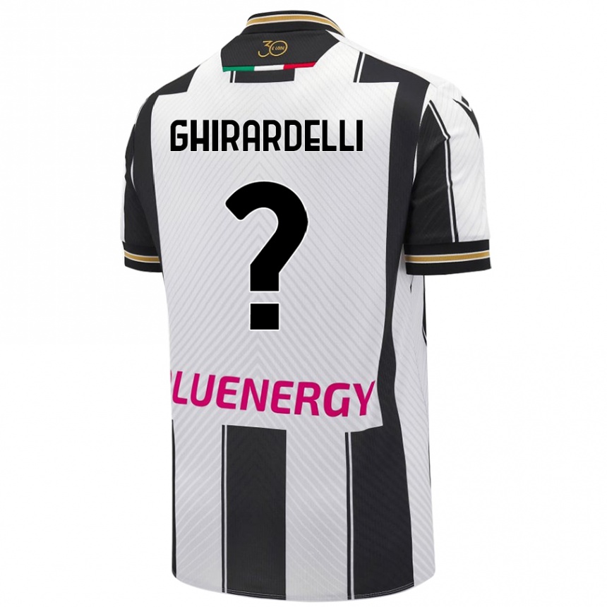 Niño Fútbol Camiseta Davide Ghirardelli #0 Blanco Negro 1ª Equipación 2024/25