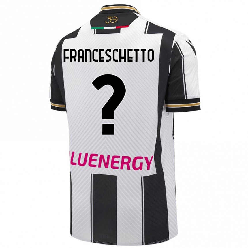 Niño Fútbol Camiseta Mattia Franceschetto #0 Blanco Negro 1ª Equipación 2024/25