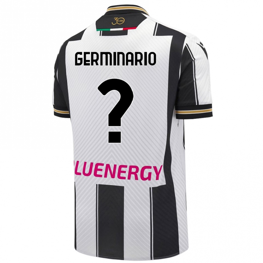 Niño Fútbol Camiseta Mattia Germinario #0 Blanco Negro 1ª Equipación 2024/25