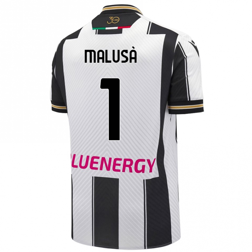 Niño Fútbol Camiseta Joel Malusà #1 Blanco Negro 1ª Equipación 2024/25