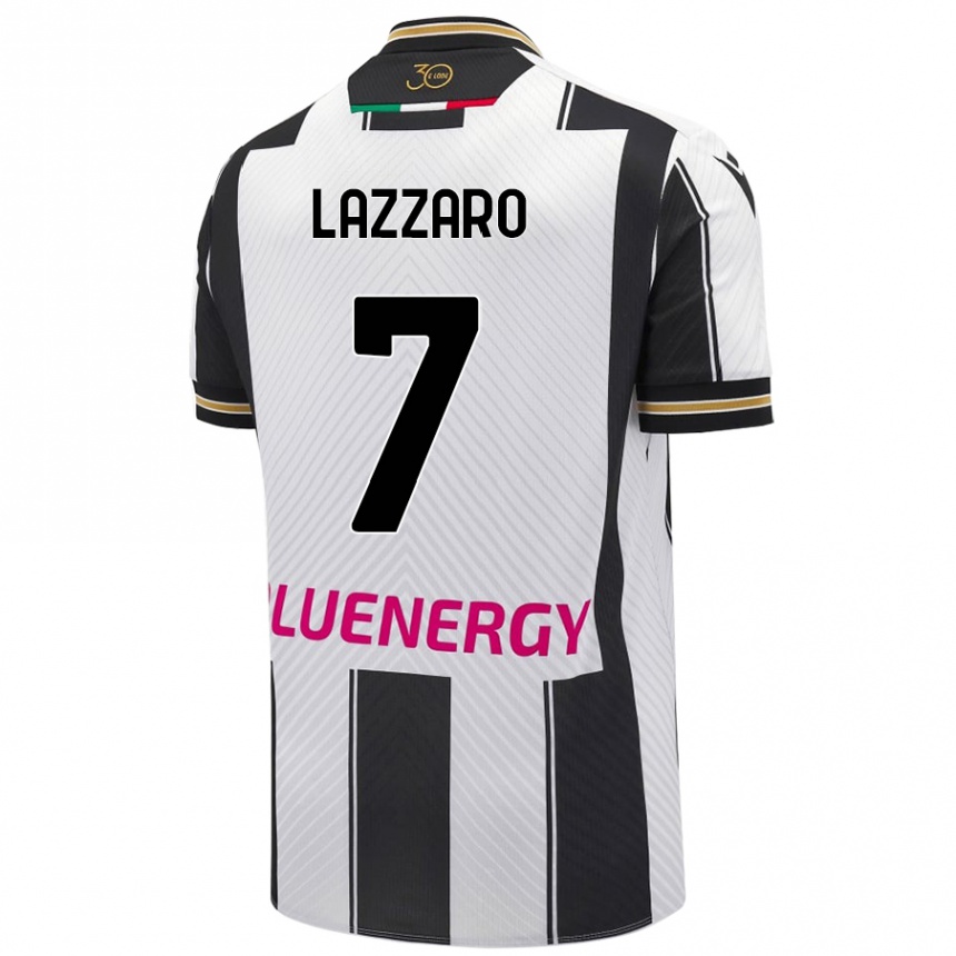 Niño Fútbol Camiseta Davide Lazzaro #7 Blanco Negro 1ª Equipación 2024/25