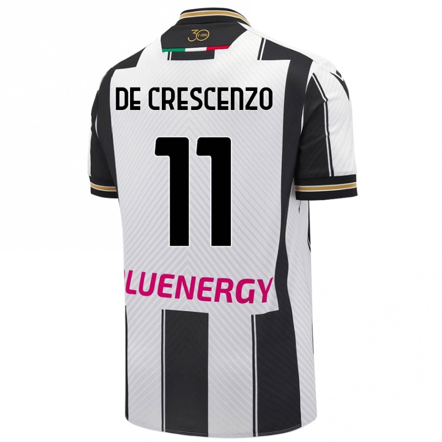 Niño Fútbol Camiseta Marco De Crescenzo #11 Blanco Negro 1ª Equipación 2024/25