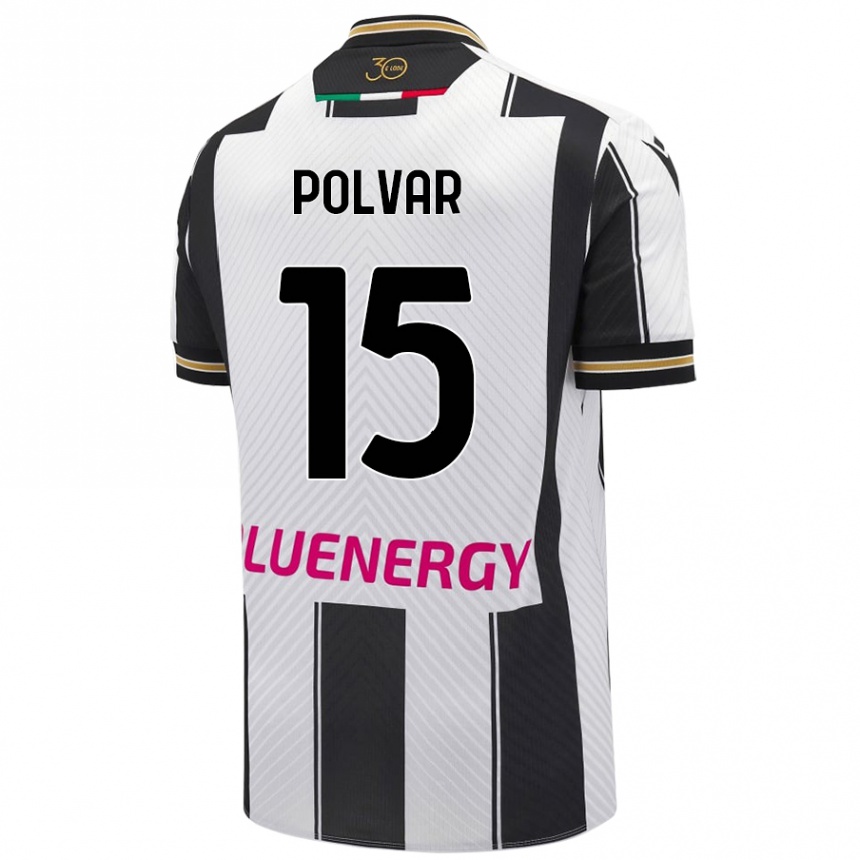 Niño Fútbol Camiseta Francesco Polvar #15 Blanco Negro 1ª Equipación 2024/25