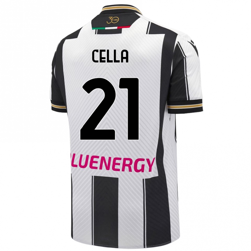 Niño Fútbol Camiseta Leonardo Cella #21 Blanco Negro 1ª Equipación 2024/25