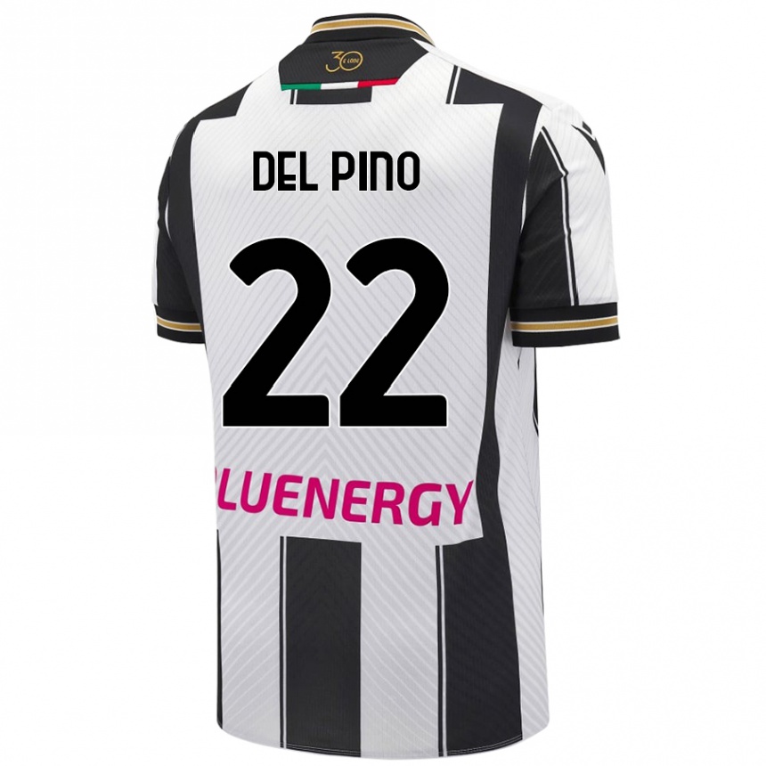 Niño Fútbol Camiseta Lorenzo Del Pino #22 Blanco Negro 1ª Equipación 2024/25