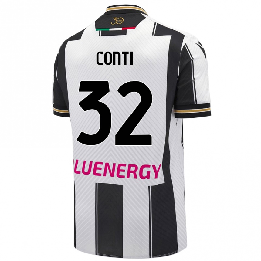 Niño Fútbol Camiseta Manuel Conti #32 Blanco Negro 1ª Equipación 2024/25