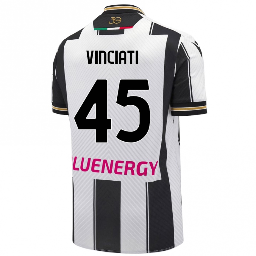 Niño Fútbol Camiseta Giulio Vinciati #45 Blanco Negro 1ª Equipación 2024/25