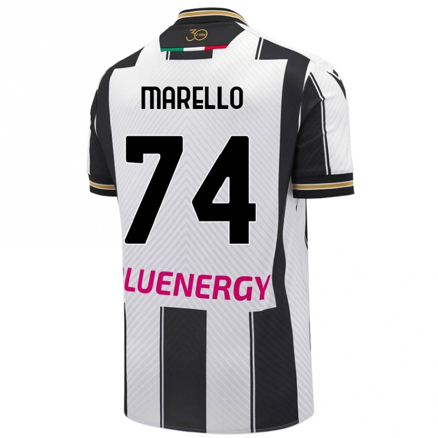 Niño Fútbol Camiseta Mattia Marello #74 Blanco Negro 1ª Equipación 2024/25