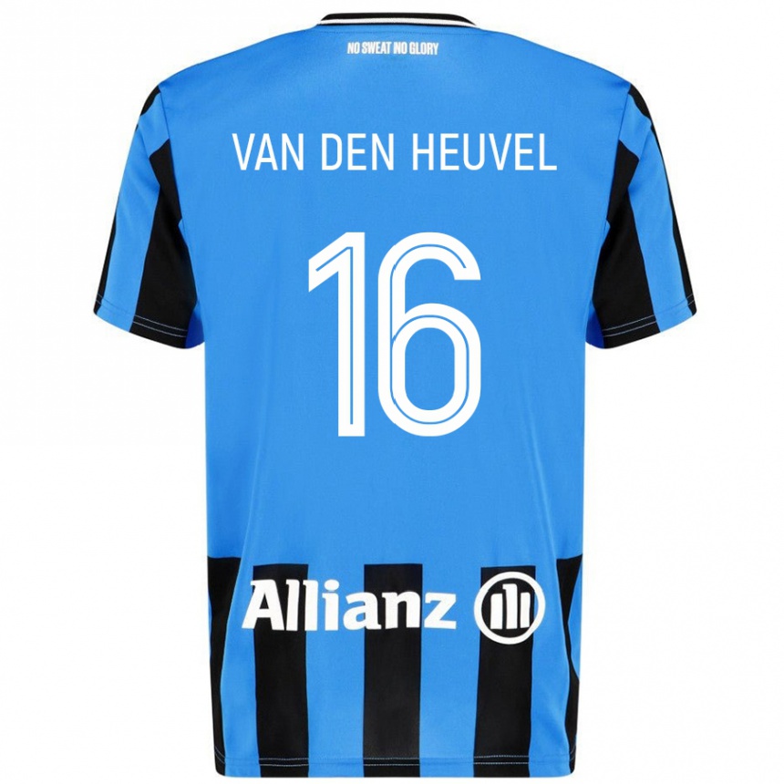 Niño Fútbol Camiseta Dani Van Den Heuvel #16 Azul Cielo Negro 1ª Equipación 2024/25