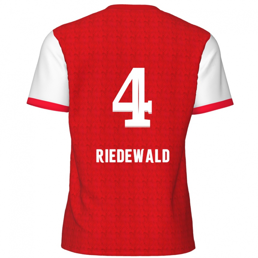 Niño Fútbol Camiseta Jairo Riedewald #4 Rojo Blanco 1ª Equipación 2024/25