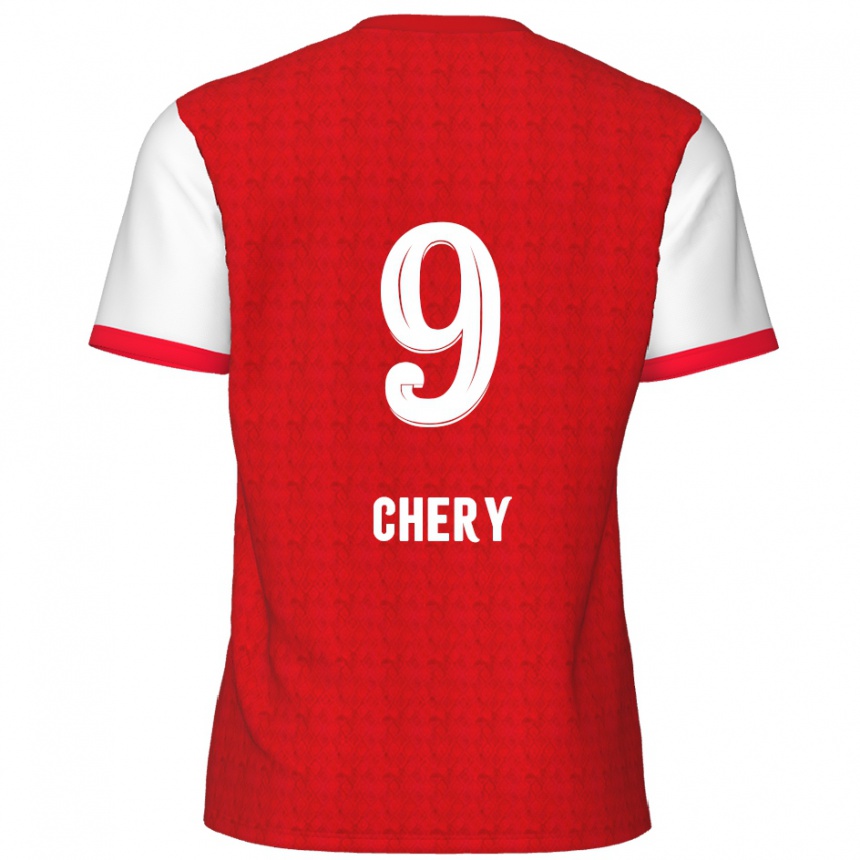 Niño Fútbol Camiseta Tjaronn Chery #9 Rojo Blanco 1ª Equipación 2024/25