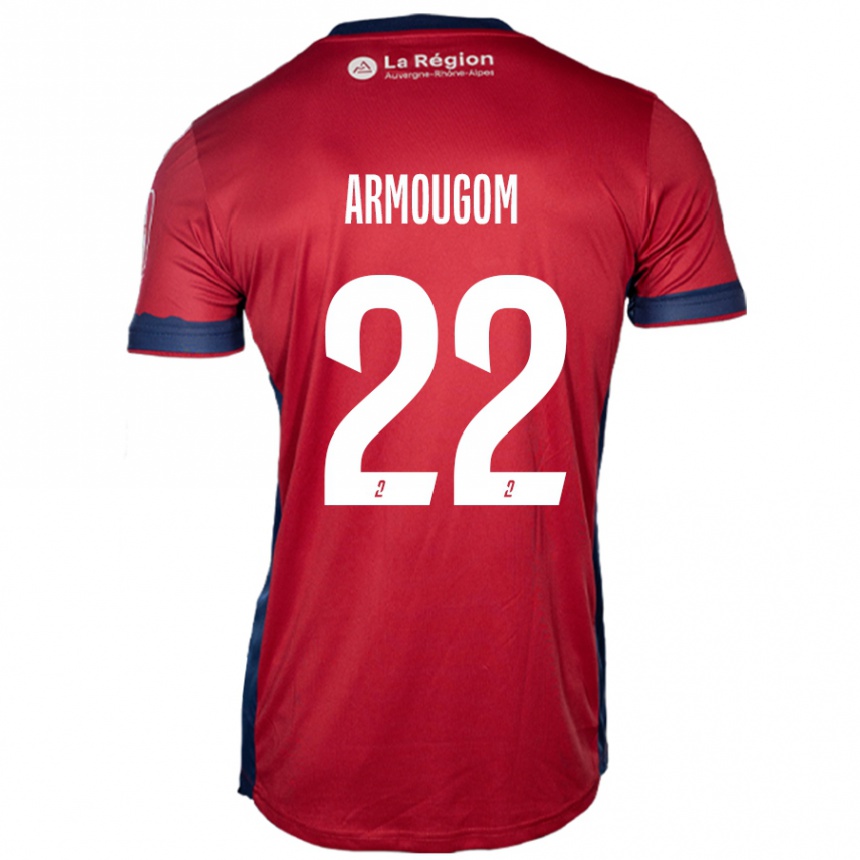 Niño Fútbol Camiseta Yoël Armougom #22 Borgoña Claro 1ª Equipación 2024/25