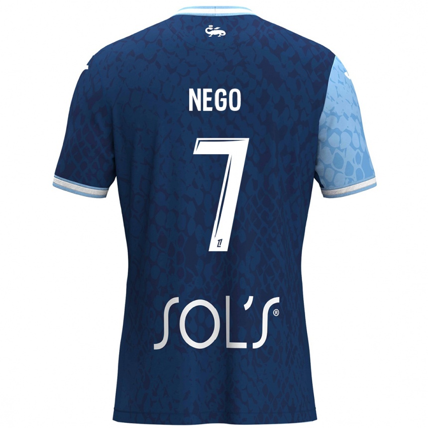 Niño Fútbol Camiseta Loïc Nego #7 Azul Cielo Azul Oscuro 1ª Equipación 2024/25