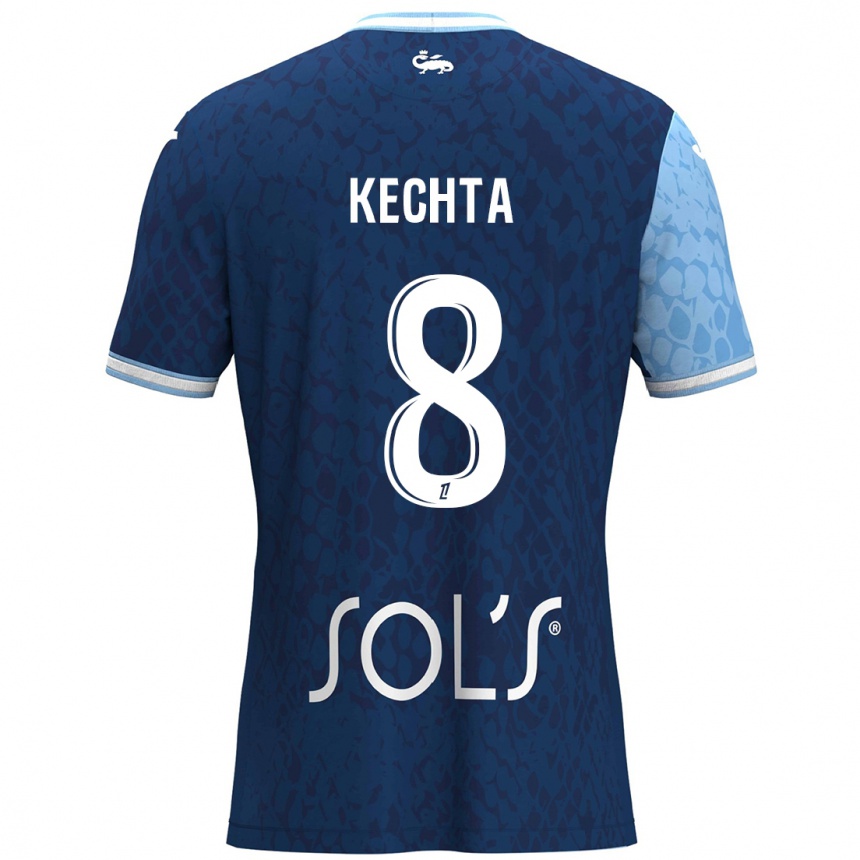 Niño Fútbol Camiseta Yassine Kechta #8 Azul Cielo Azul Oscuro 1ª Equipación 2024/25